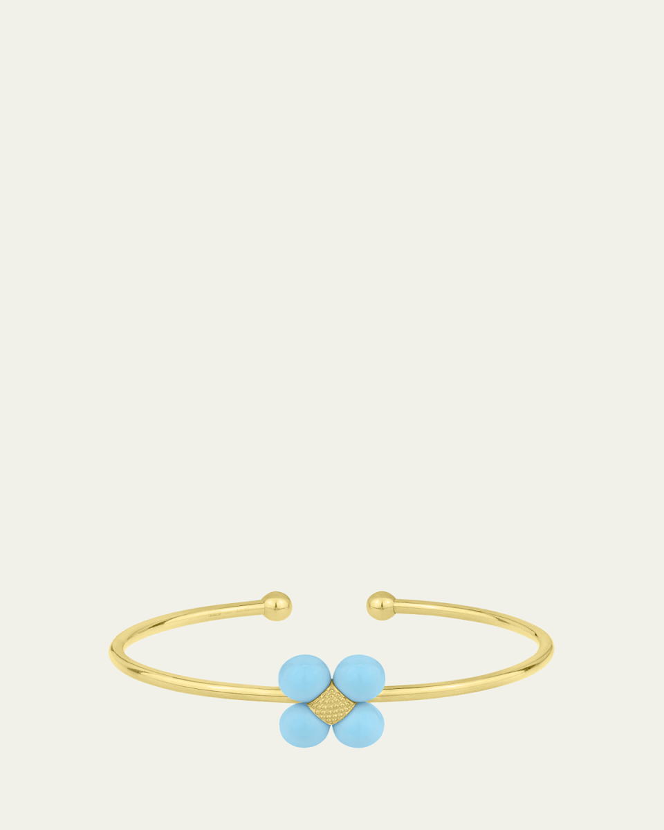 18K Yellow Gold Turquoise Sequence Cuff Bracelet